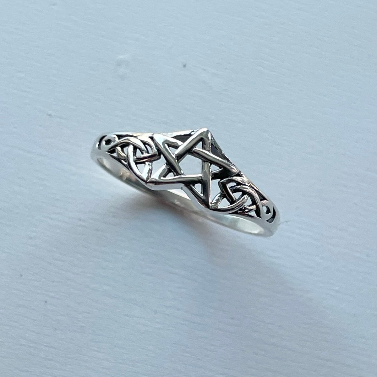 Sterling Silver Celtic Knot Star Ring: Oxidized Boho Band