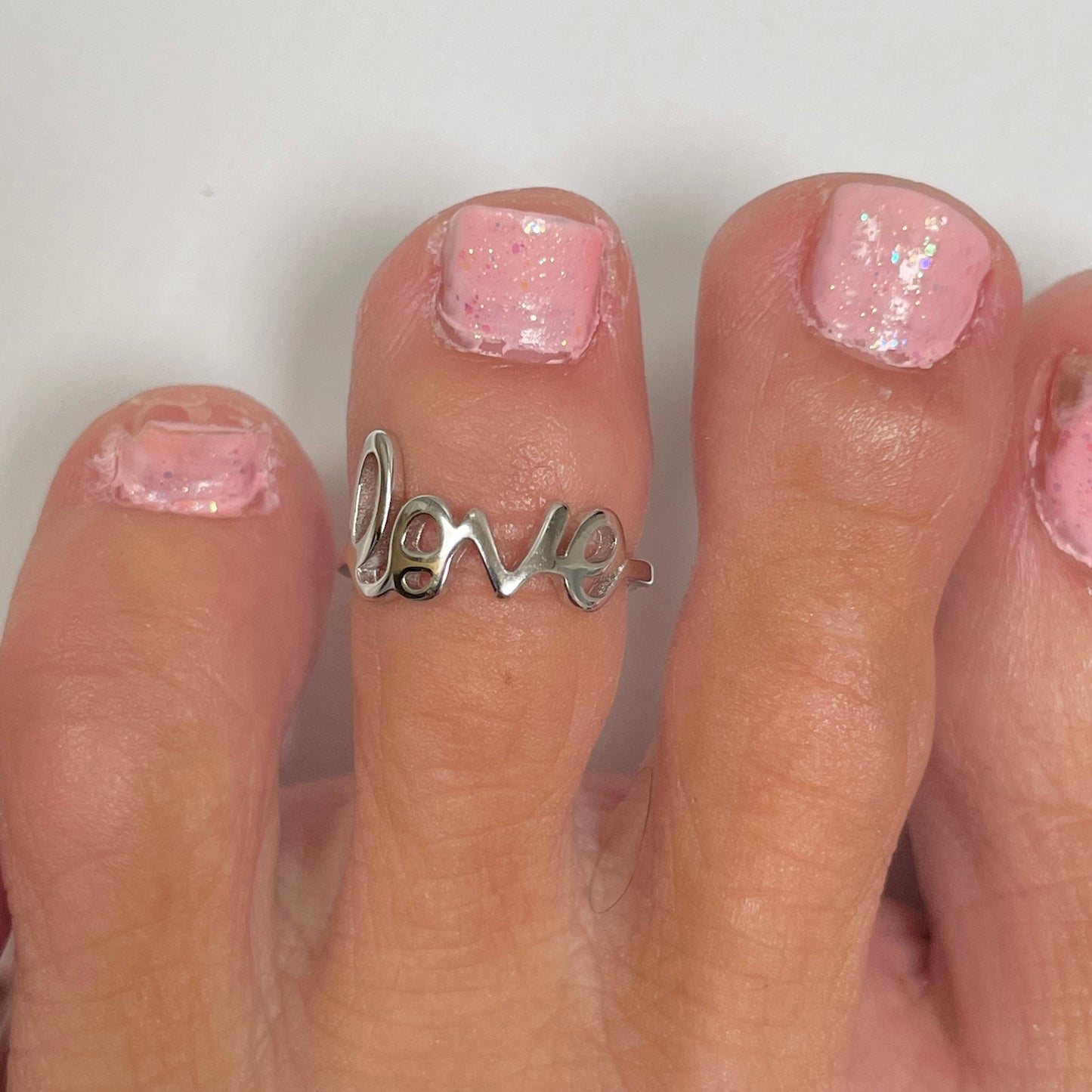 Sterling Silver 'Love' Ring: Dainty Midi or Toe Ring