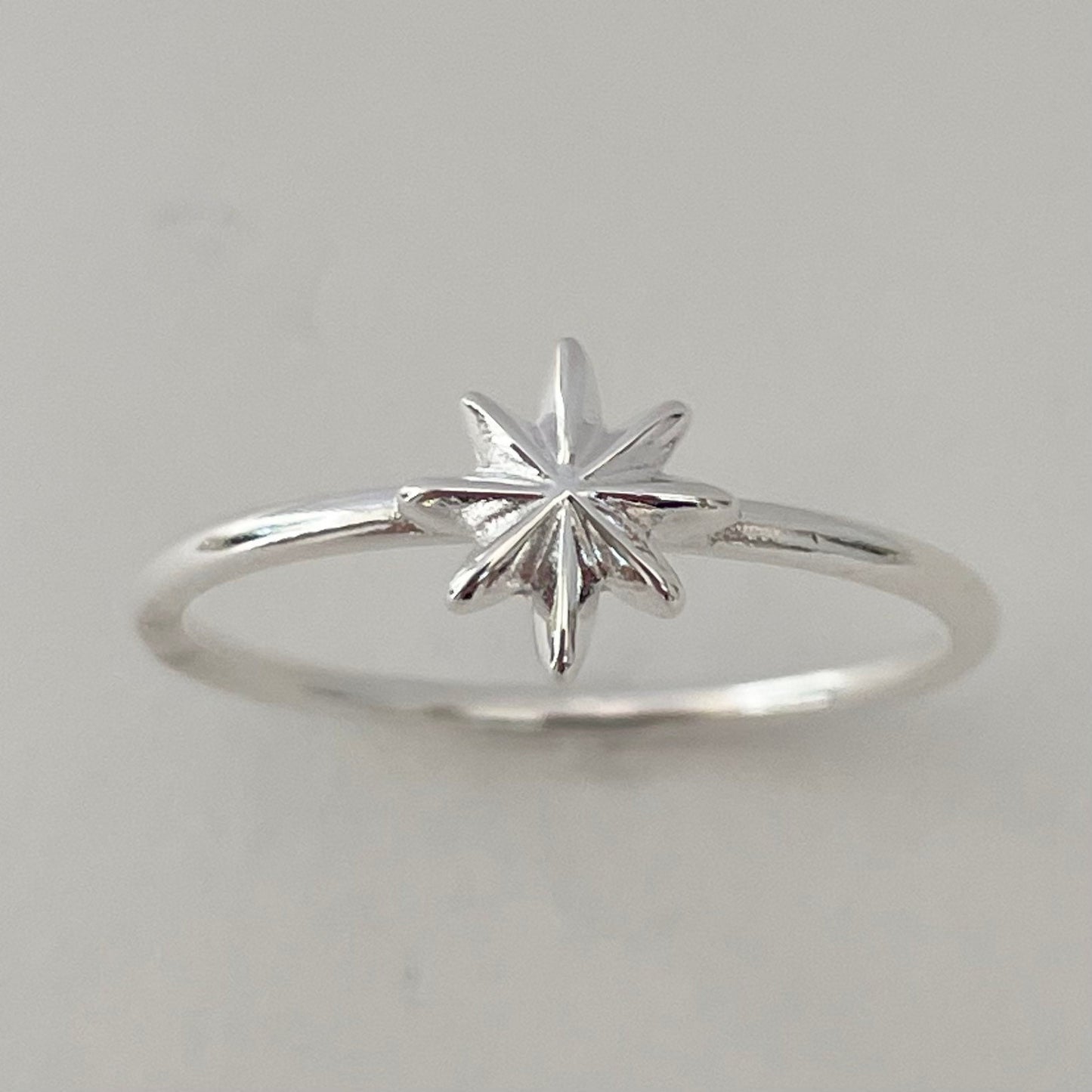 Sterling Silver Star Ring: Dainty High Polish Starlight Band