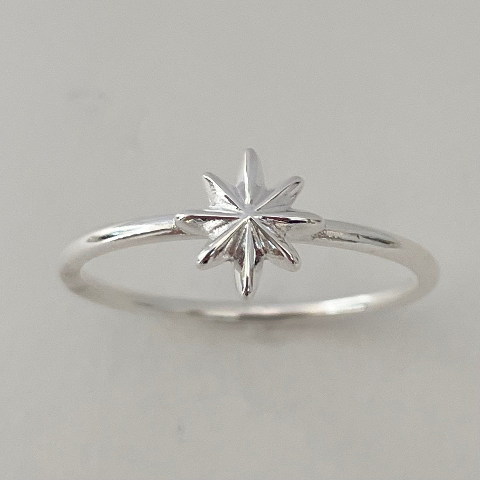 Sterling Silver Star Ring: Dainty High Polish Starlight Band