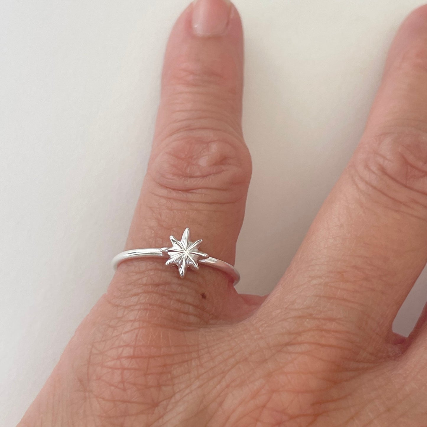 Sterling Silver Star Ring: Dainty High Polish Starlight Band