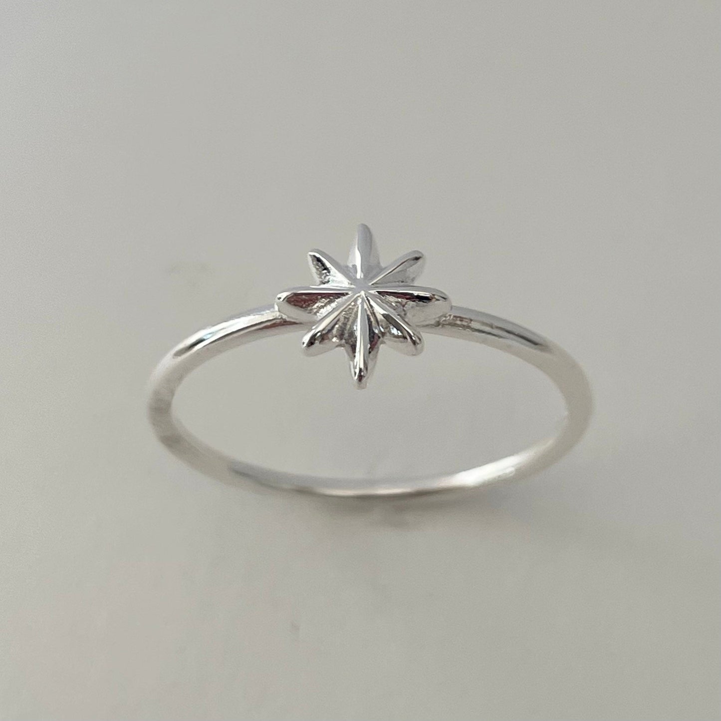Sterling Silver Star Ring: Dainty High Polish Starlight Band