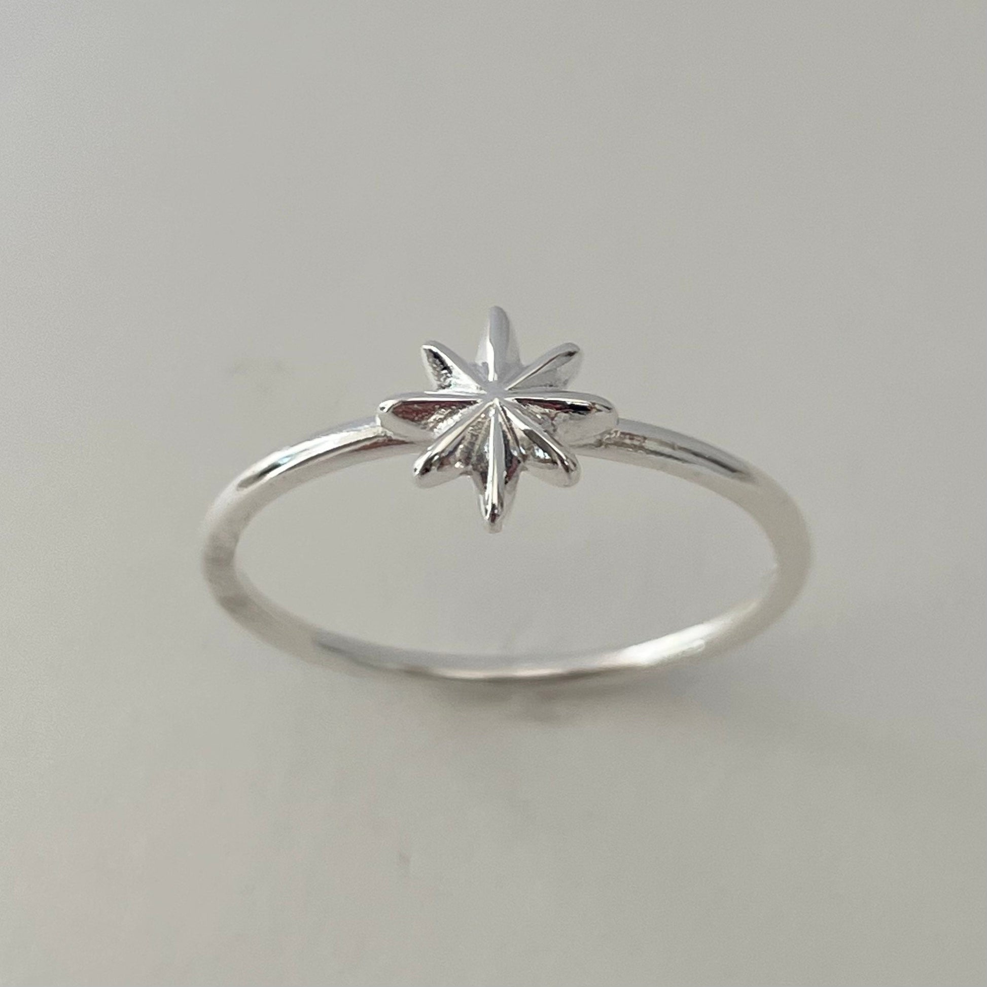 Sterling Silver Star Ring: Dainty High Polish Starlight Band