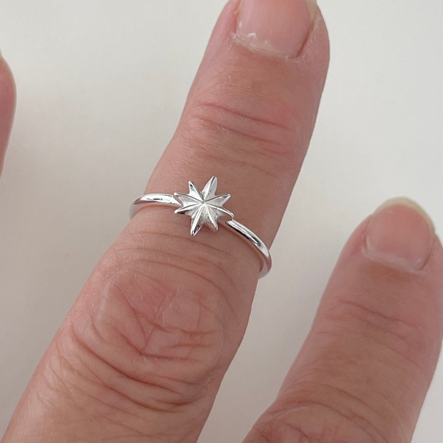 Sterling Silver Star Ring: Dainty High Polish Starlight Band