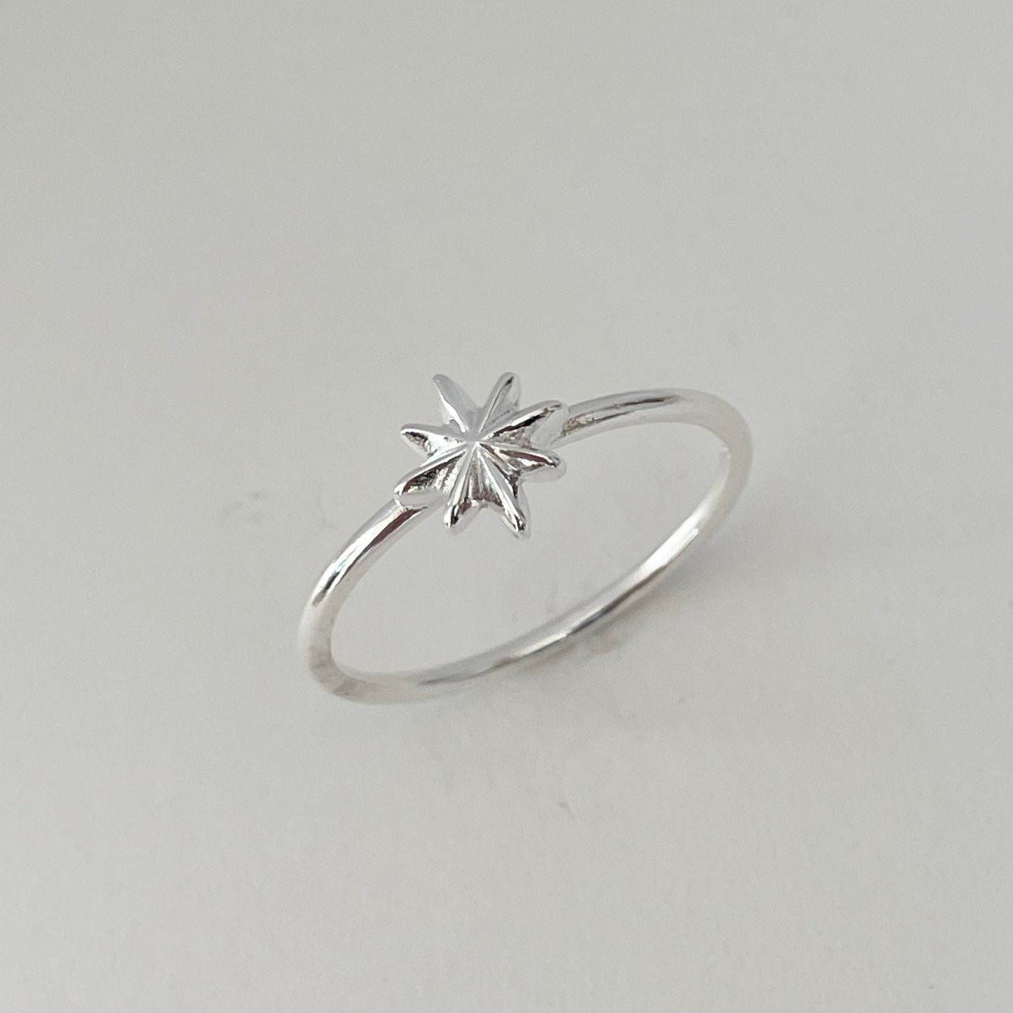 Sterling Silver Star Ring: Dainty High Polish Starlight Band