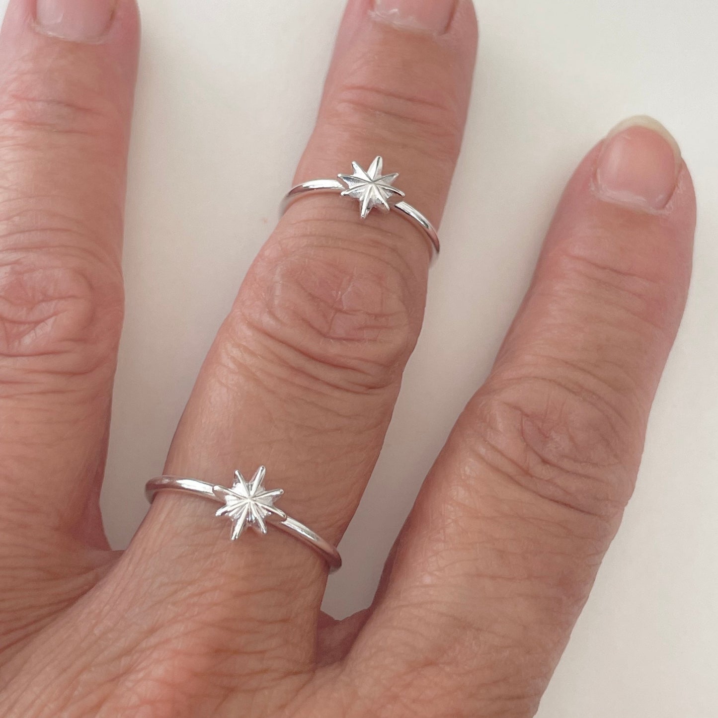Sterling Silver Star Ring: Dainty High Polish Starlight Band