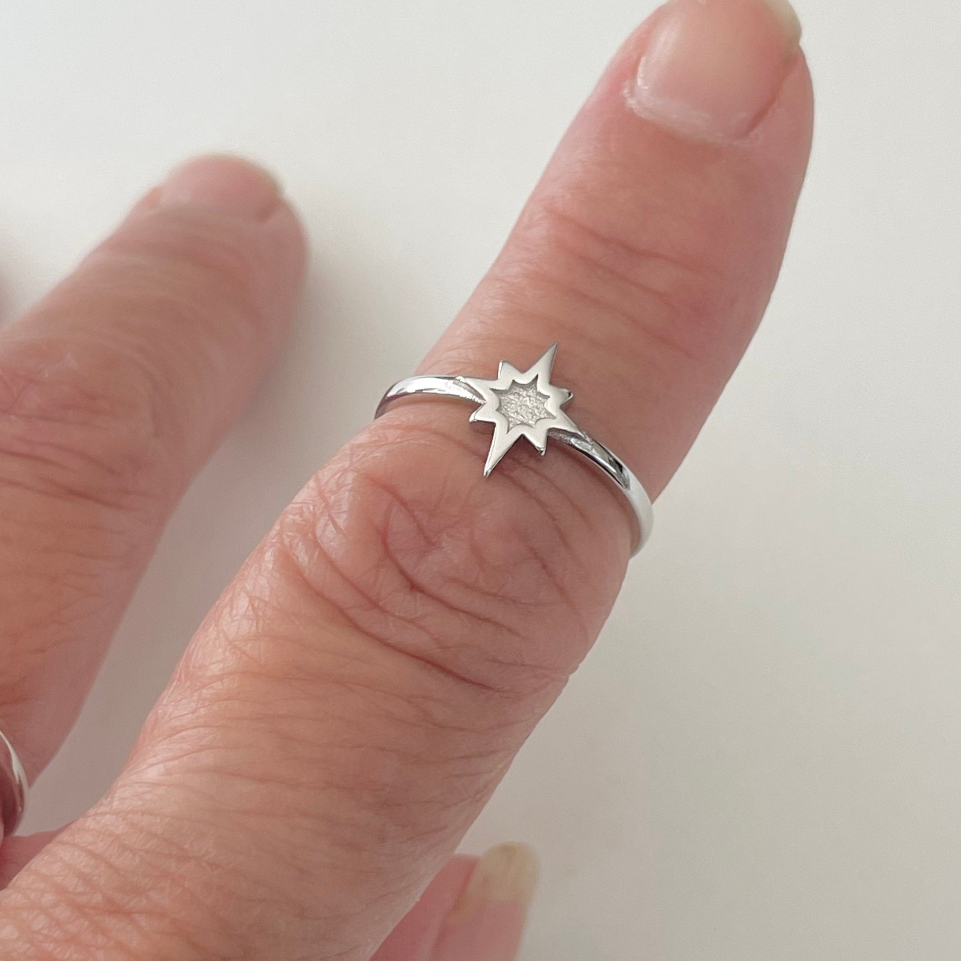 Sterling Silver Star Ring: Dainty Starlight Band, Boho Sky Jewelry