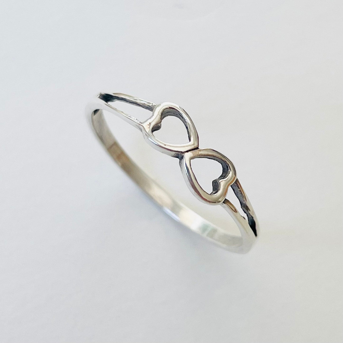 Sterling silver Dainty Double hearts ring, I Love You Ring, Thank You Ring, Hearts Ring, Promise Hearts Ring, Silver Ring, Two Hearts Ring