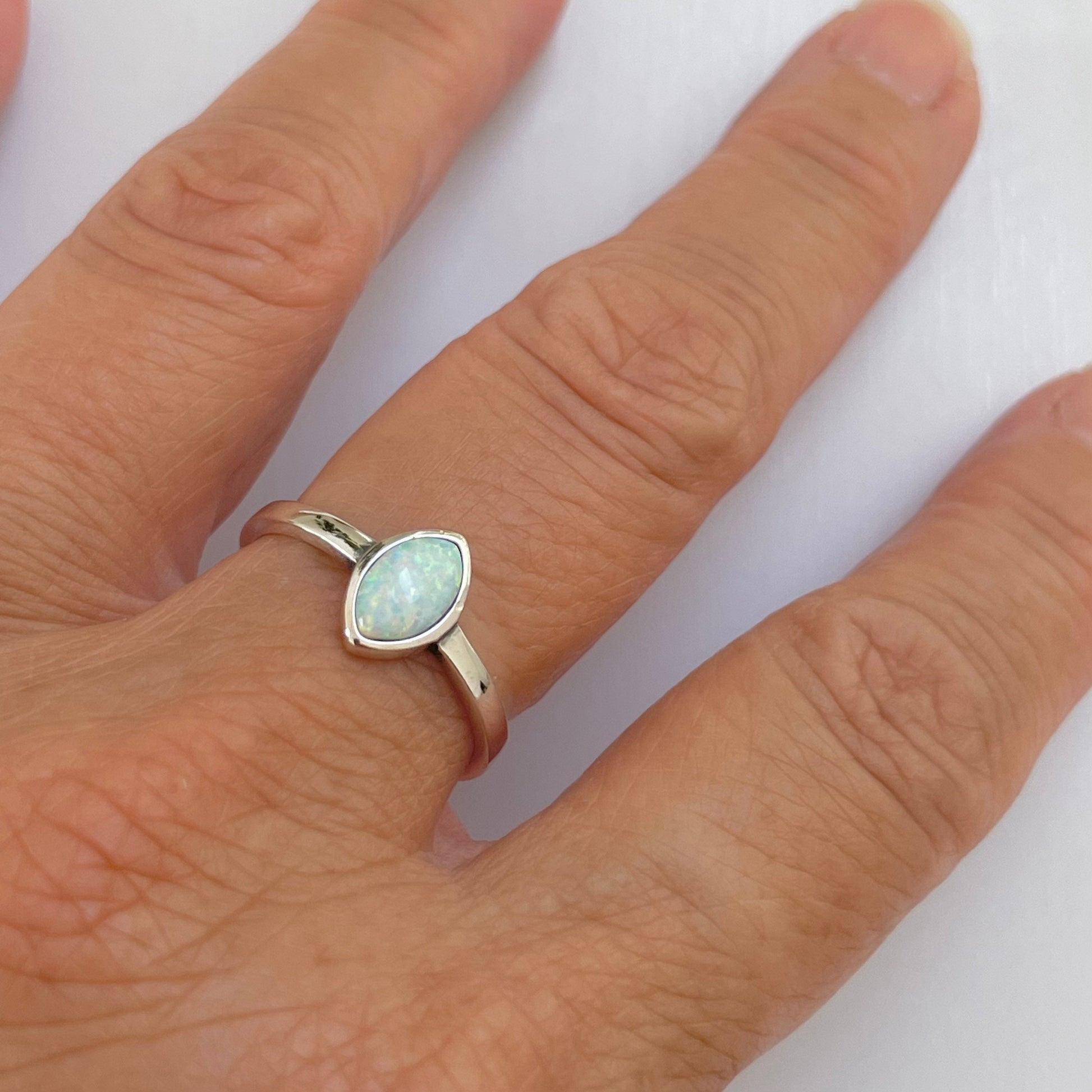 Sterling Silver Fire Opal Solitaire Diamond Shape Ring, Opal Ring Boho Ring, Silver Ring, Simple Ring, Solitaire Ring, Statement Ring