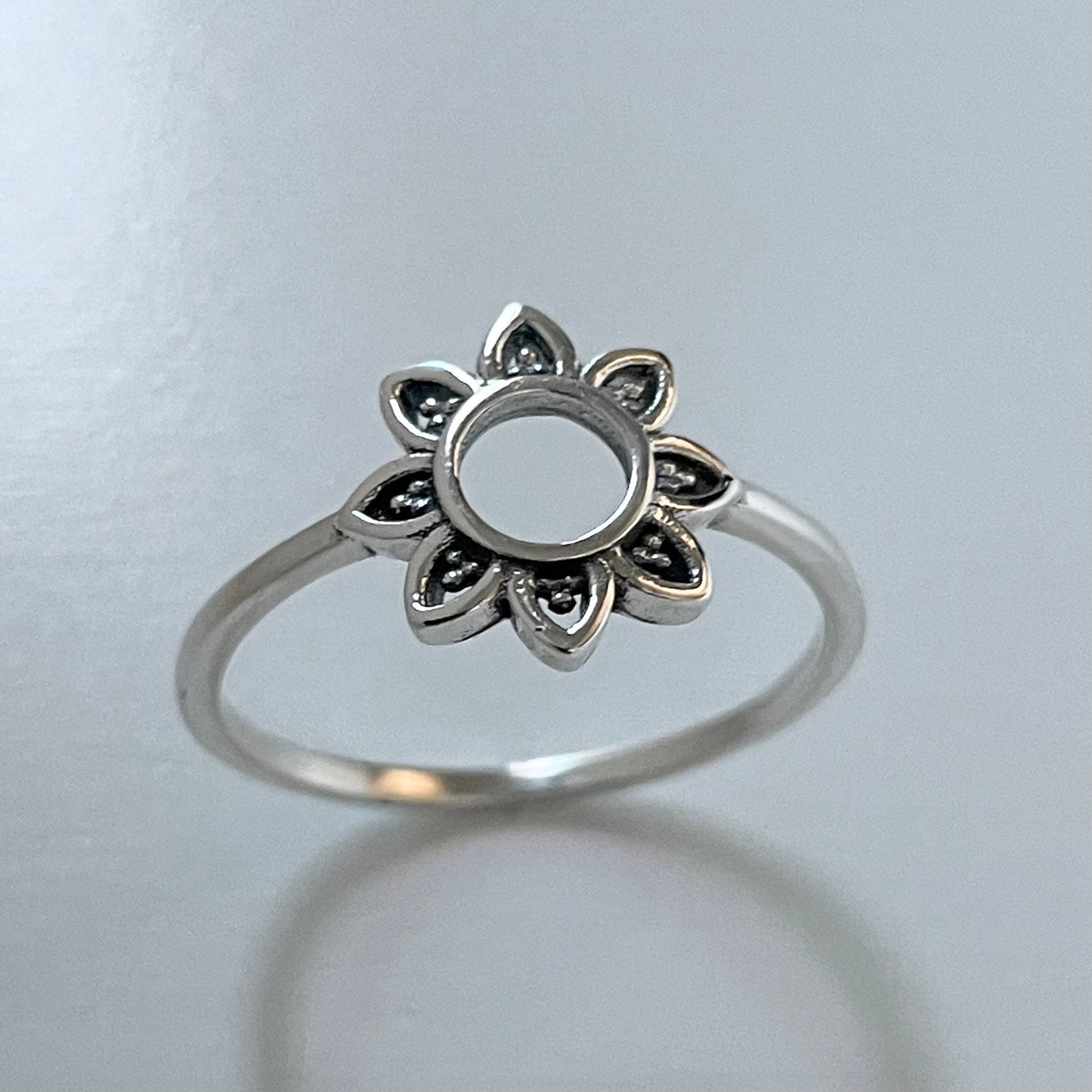 Sterling Silver Mandala Flower Ring, Spiritual Ring, Floral Ring, Silver Flower Ring, Empathy Ring, Silver Promise Ring, Love Hope Ring