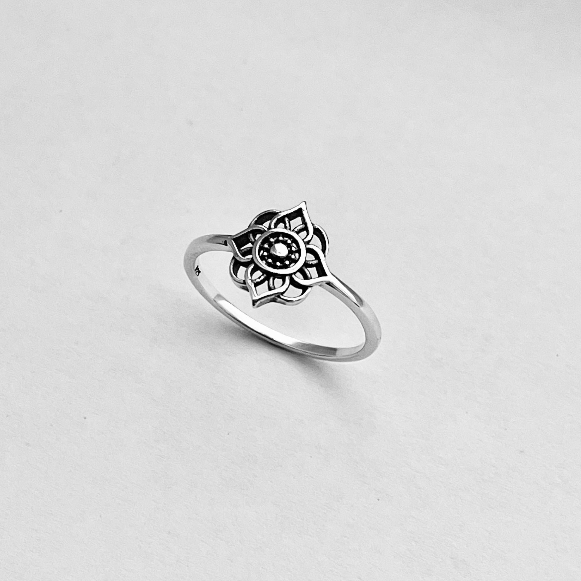 Sterling Silver Lotus Flower Ring, Spiritual Ring, Silver Love Ring, Flower Promise Ring, Mandala Flower Ring, Floral Ring, Silver Ring