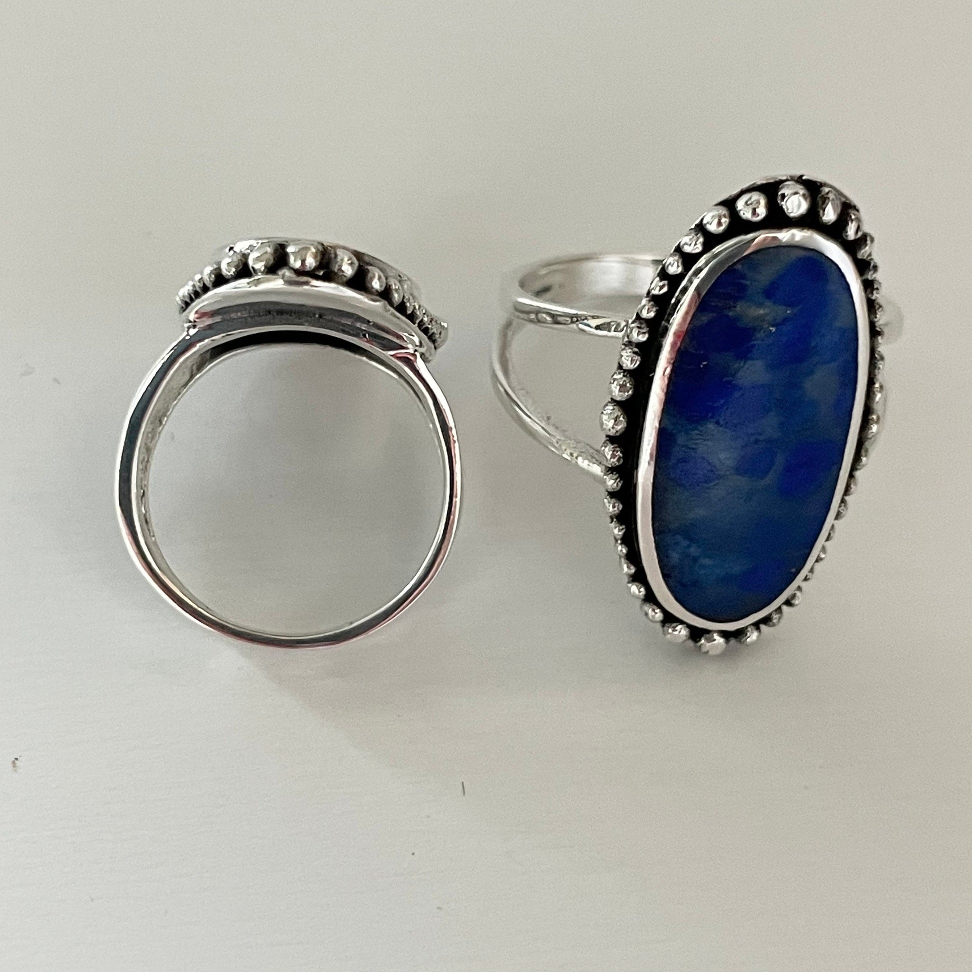 Vintage Blue Lapis Lazuli Sterling Silver Statement Ring