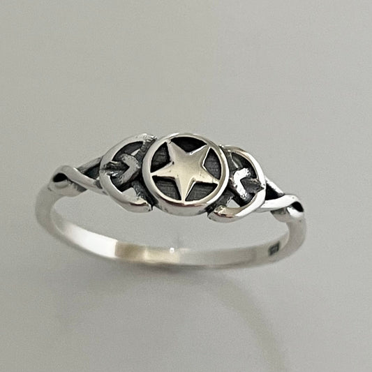 Celtic Star Sterling Silver Ring, Star Silver Ring, Celtic Ring, Love Silver Ring, Trinity Knot Silver Ring, Boho Ring, Promise Celtic Ring