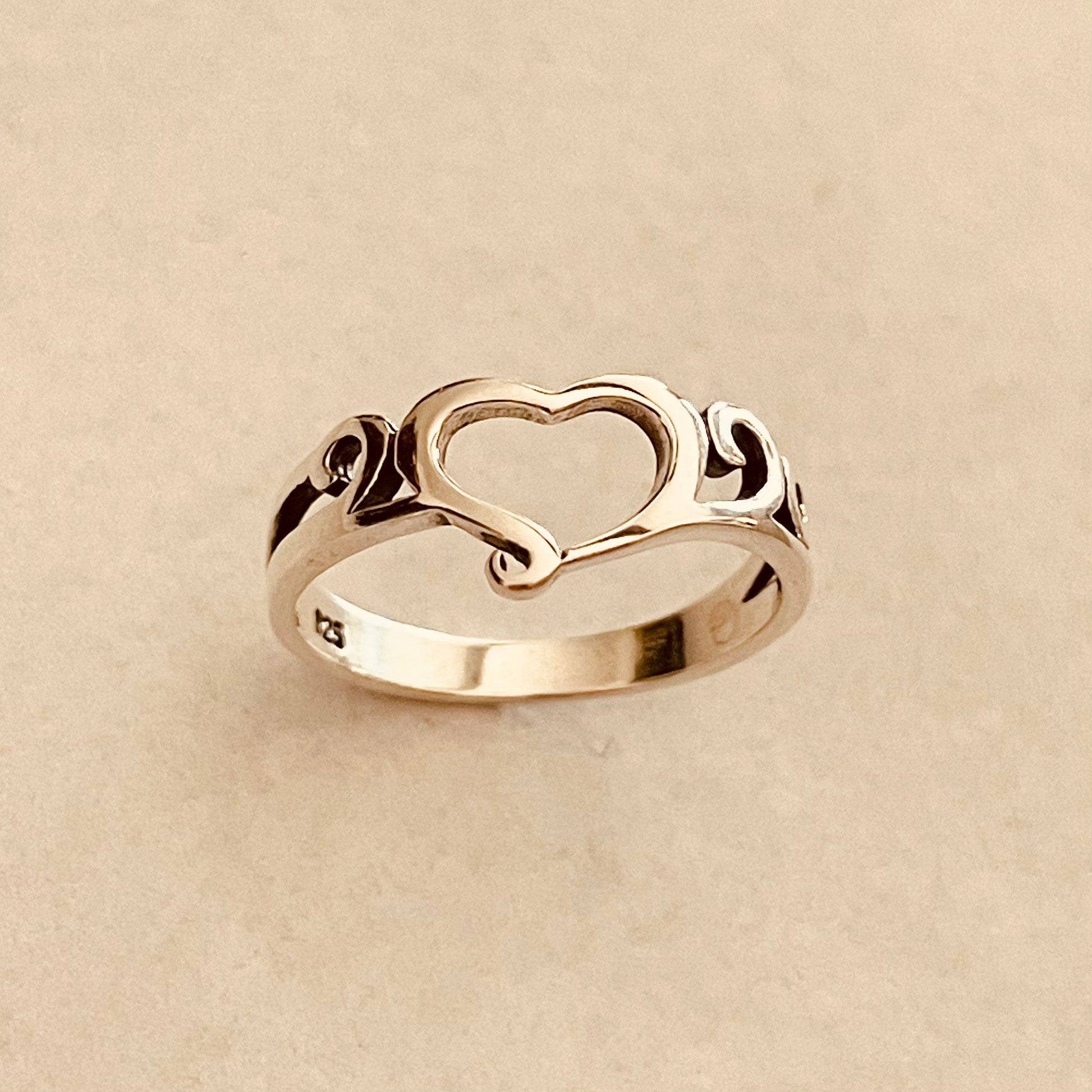 Sterling Silver Open Heart Ring, Silver Swirl Ring, Love Ring, Silver Heart Ring, Heart Silver Ring, Statement Ring, I Love You Ring.