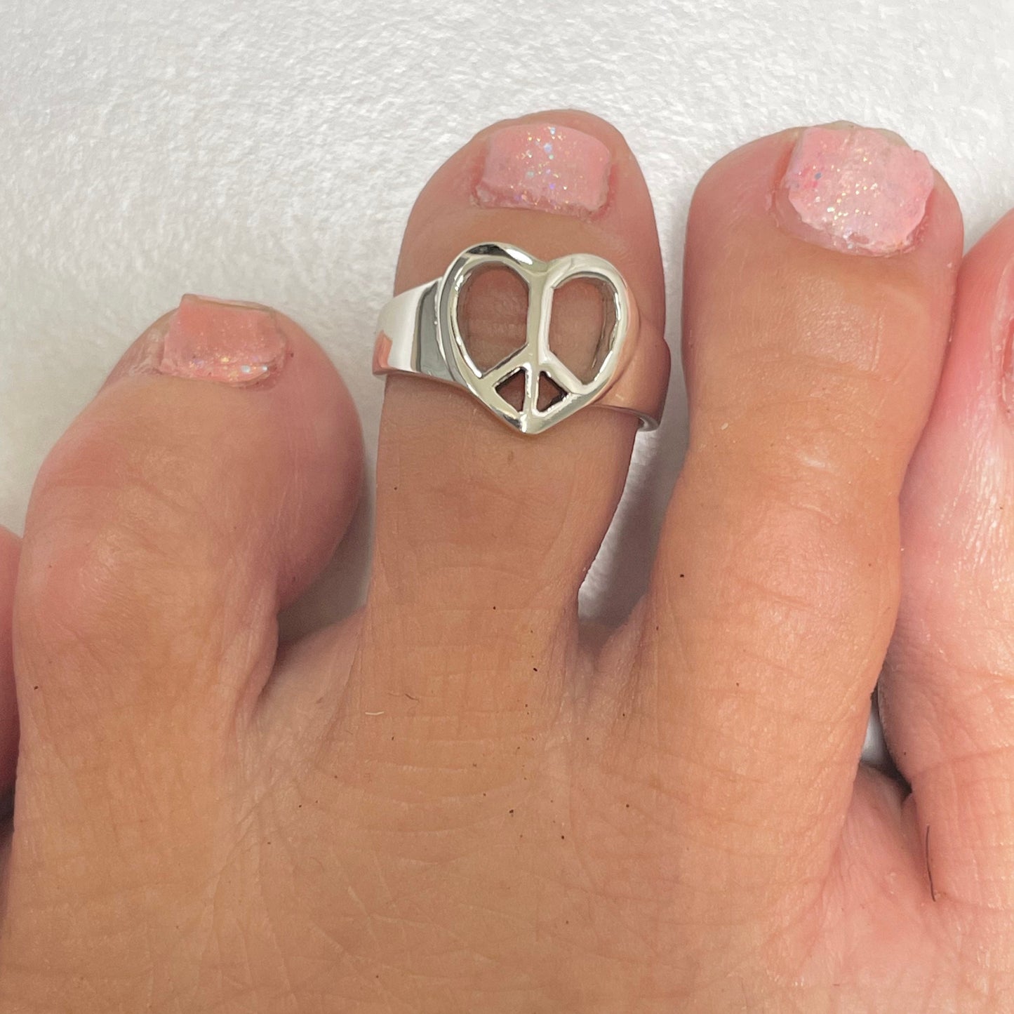 Sterling Silver Heart Peace Sign Ring: Unisex Hippie Jewelry