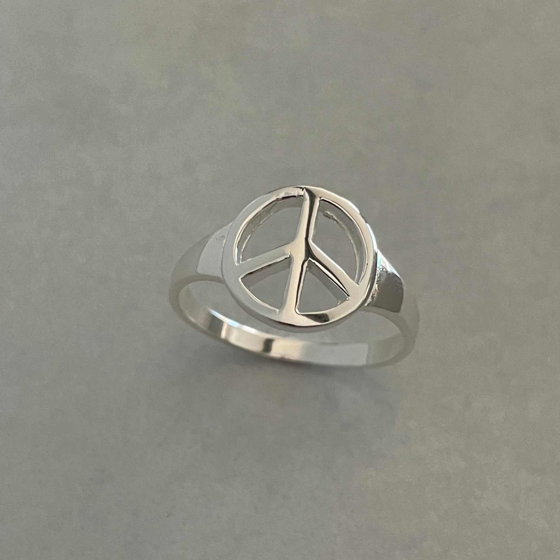 Peace Sign Sterling Silver Ring, Silver Hippie Ring, Peace Ring, Religious Ring, Promise Peace Ring, Silver Peace Sign Ring, Statement Ring