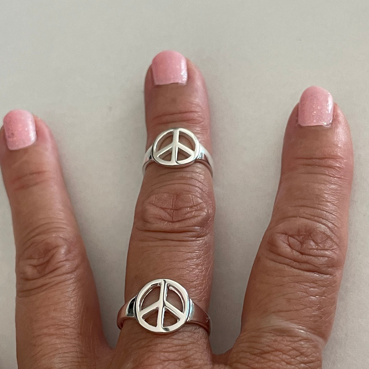 Sterling Silver Peace Sign Ring: Hippie Statement Jewelry
