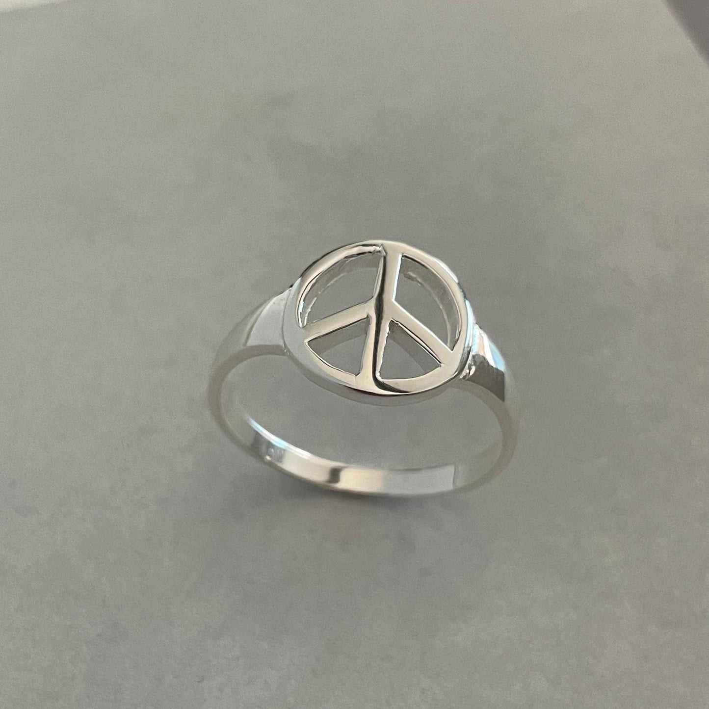 Peace Sign Sterling Silver Ring, Silver Hippie Ring, Peace Ring, Religious Ring, Promise Peace Ring, Silver Peace Sign Ring, Statement Ring