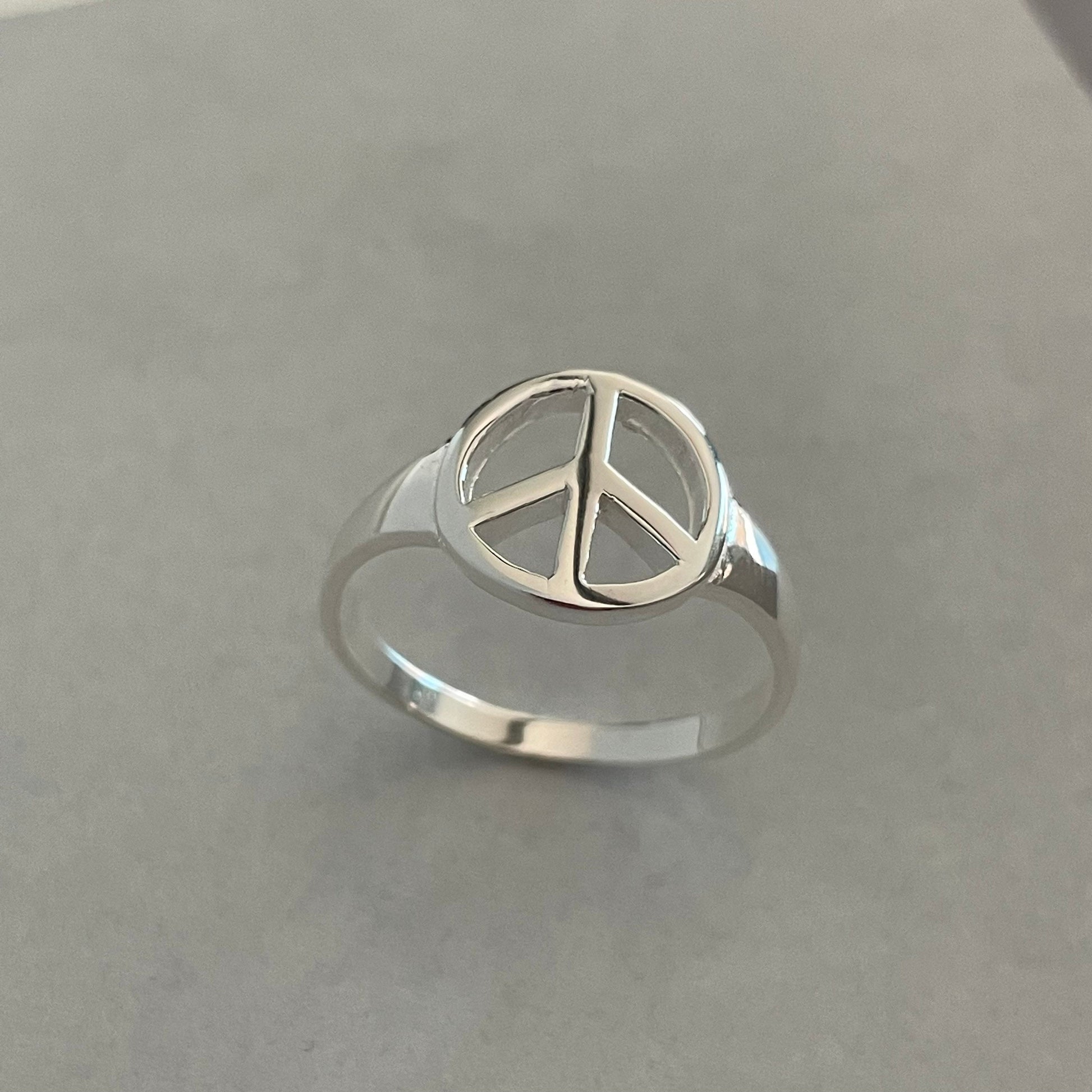 Sterling Silver Peace Sign Ring: Hippie Statement Jewelry