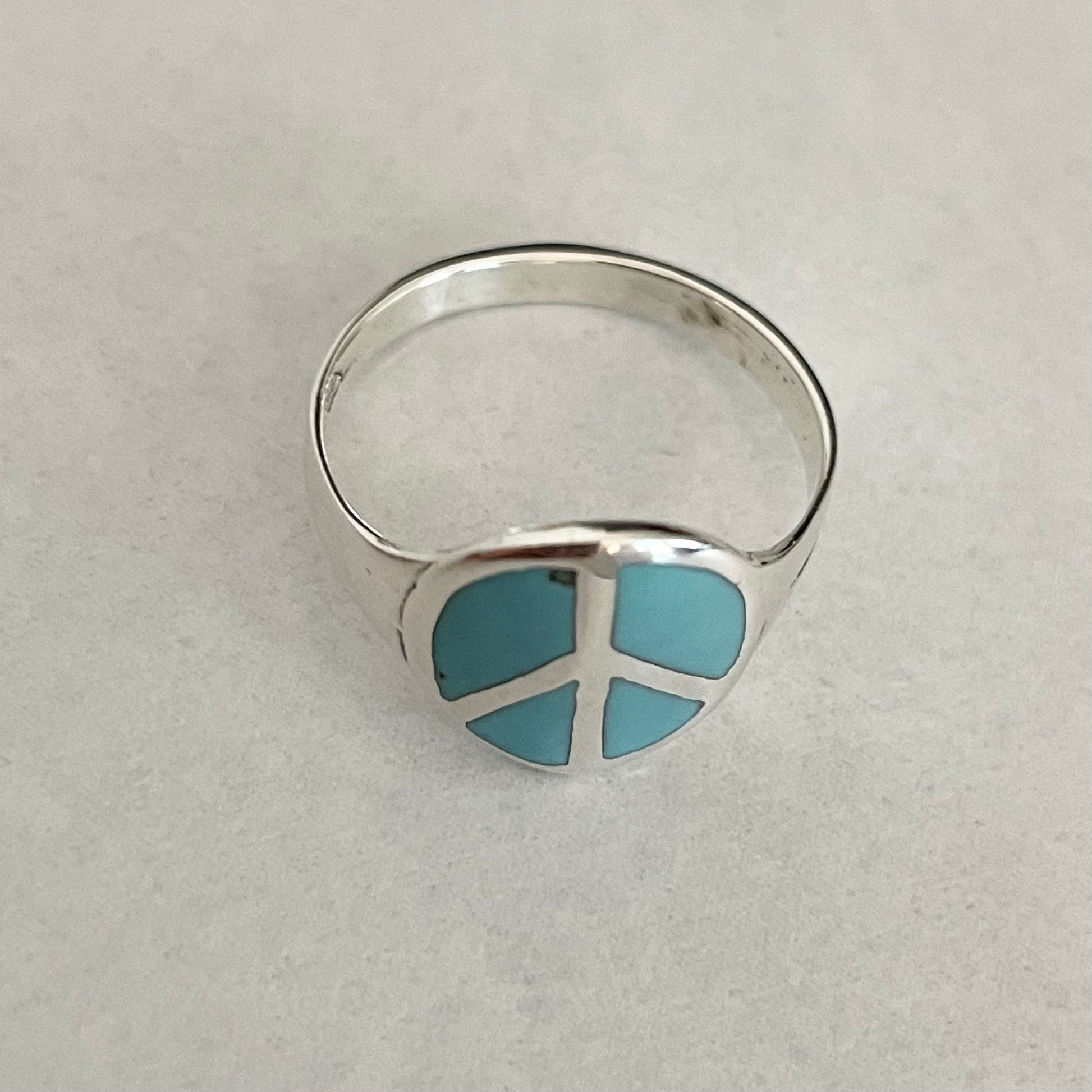 Sterling Silver Turquois Peace Ring, Hippie Ring, Love Silver Ring, Silver Peace Sign Ring, Promise Ring, Turquoise Ring, Statement Ring