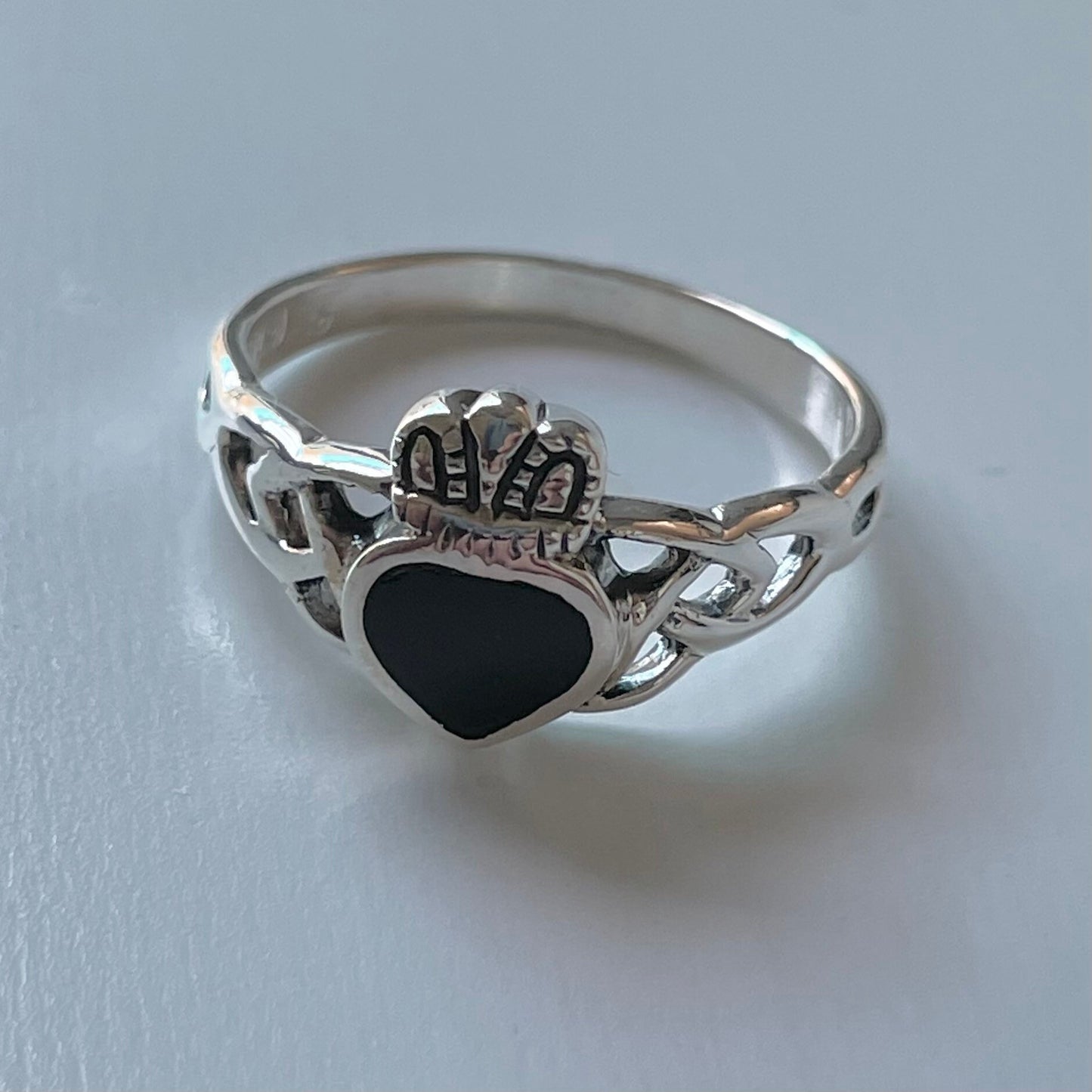 Sterling Silver Turquoise or Black Agate Celtic Irish Claddagh Ring, Claddagh Ring, Turquoise Ring, Irish Ring, Heart Ring, Promise Ring.