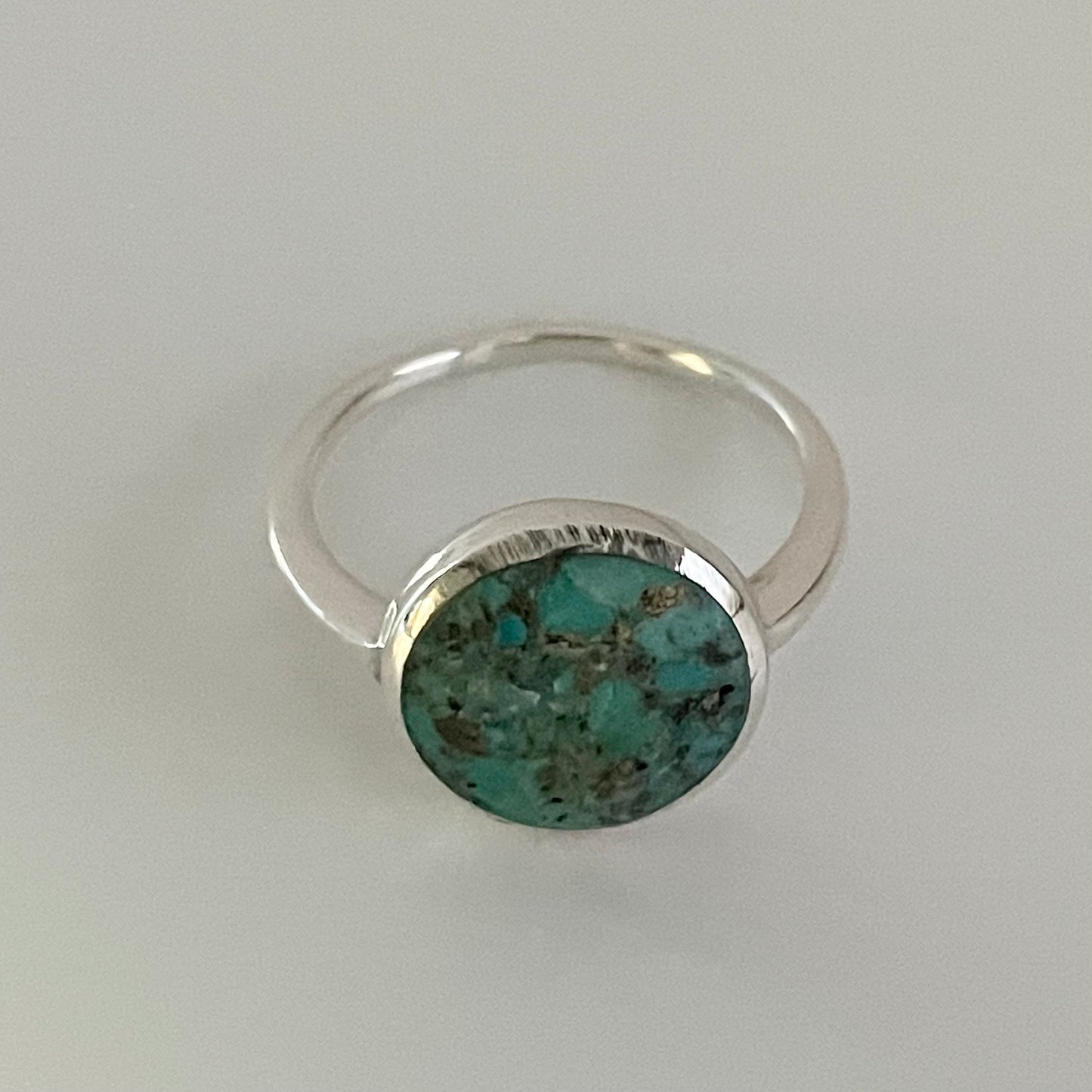 925 Sterling Silver, Simple Genuine Turquoise Sterling Silver Ring, Silver Turquoise Ring, Silver Promise Ring, Simple Solitaire Ring