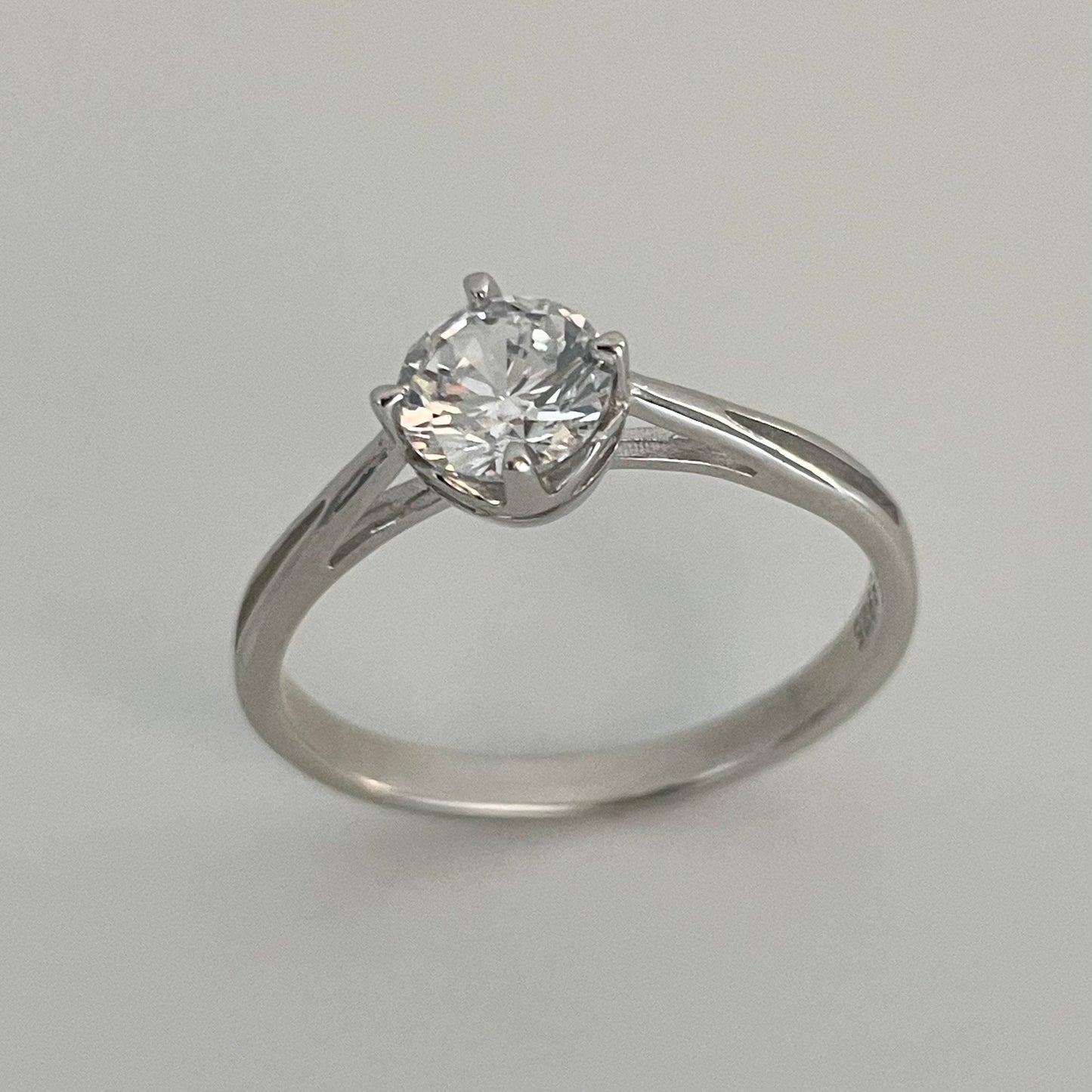 Sterling Silver Solitaire Ring: 1 Carat CZ Engagement Wedding