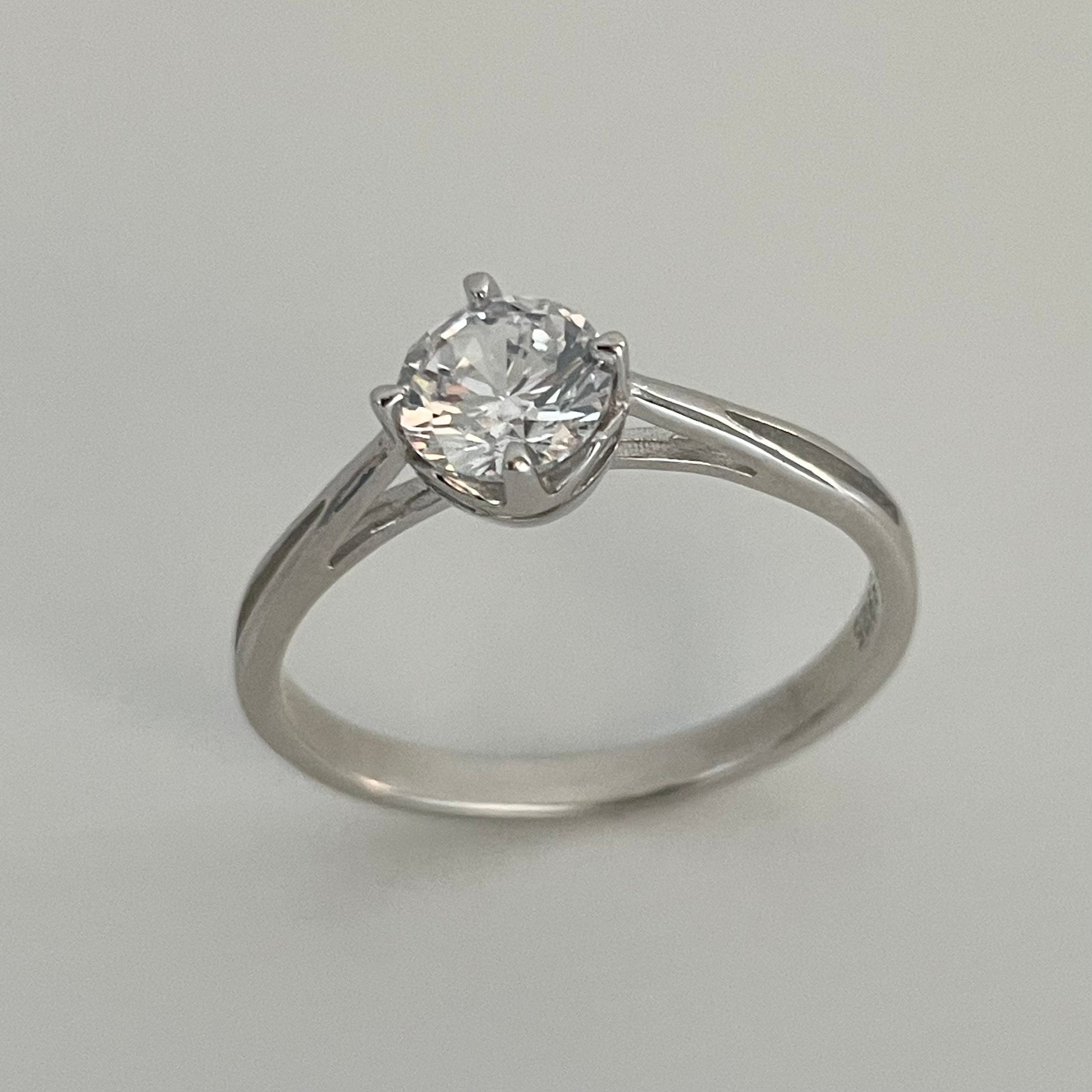 Sterling Silver Solitaire Ring: 1 Carat CZ Engagement Wedding