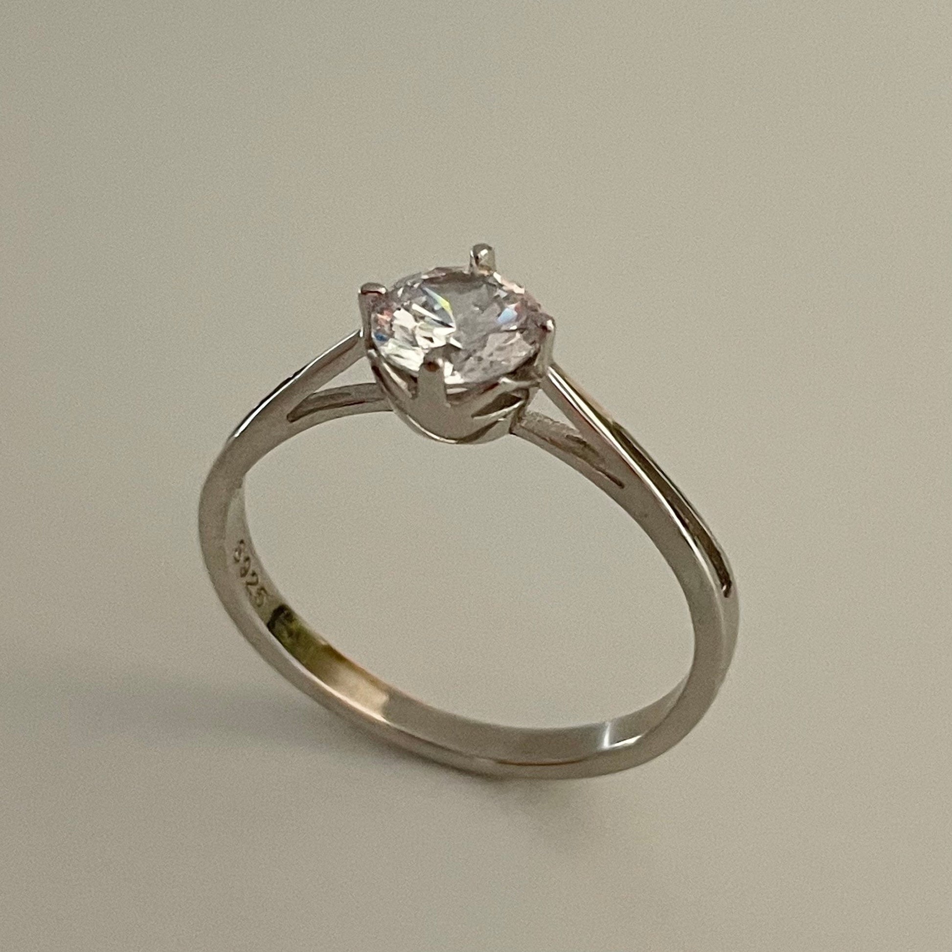 Sterling Silver Solitaire Ring: 1 Carat CZ Engagement Wedding