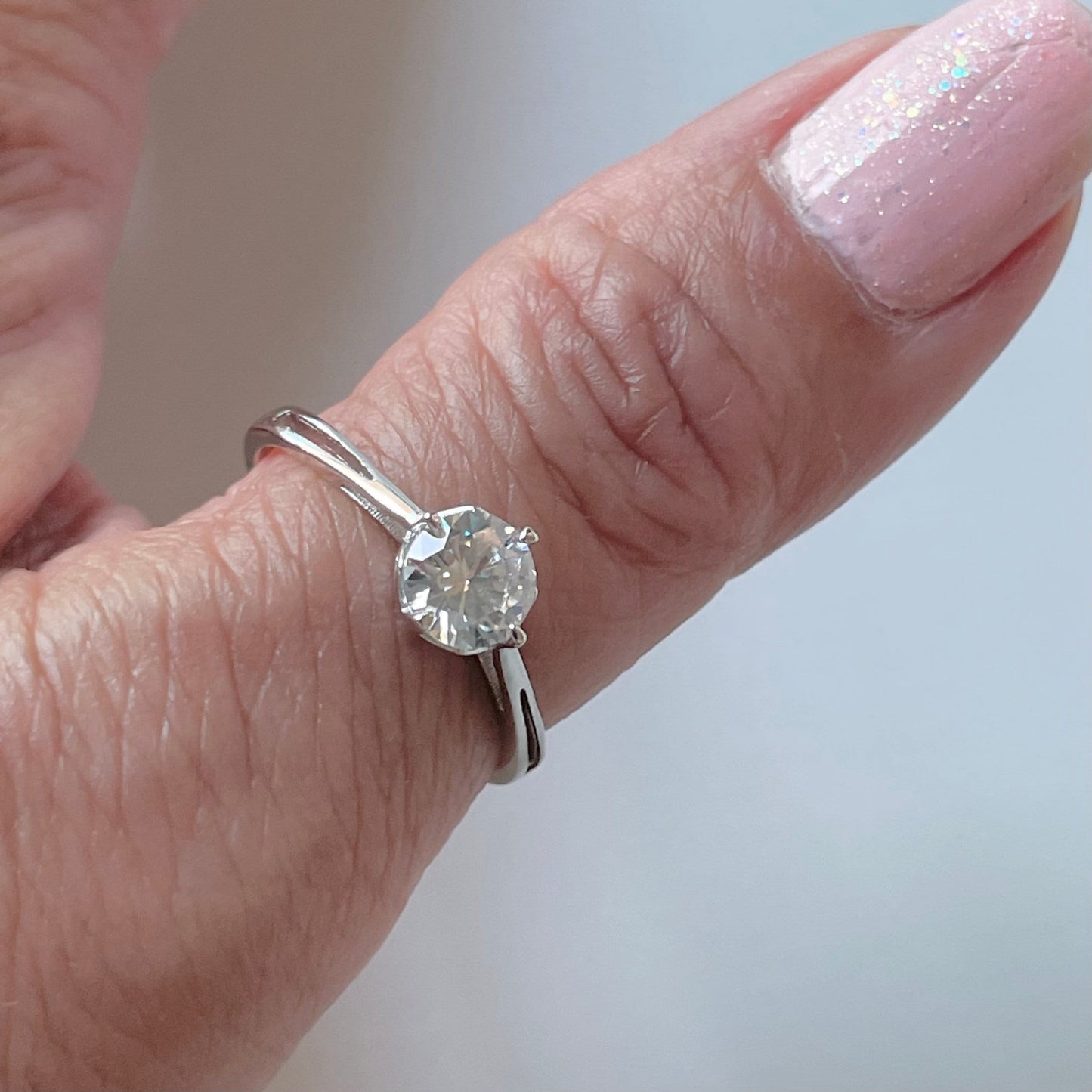 Sterling Silver Solitaire Ring: 1 Carat CZ Engagement Wedding