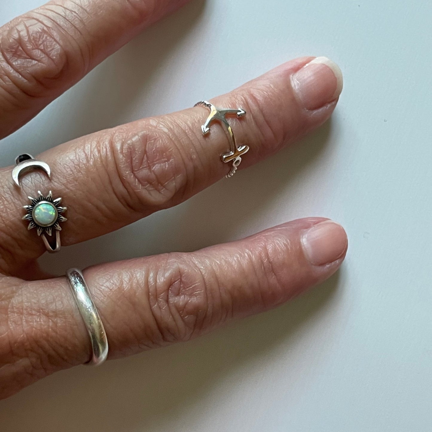 Sterling Silver Anchor Ring: High Polish Stability Band