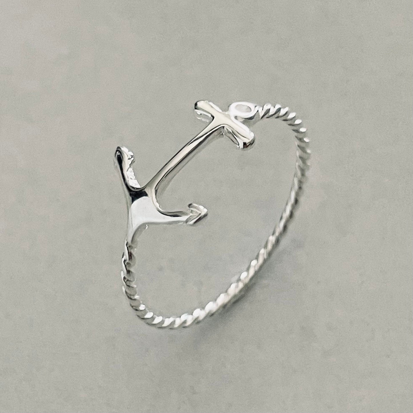 Sterling Silver Anchor Rope Ring, Shapely High Polish Band, Anchor stability Ring, Silver Promise Ring, Dainty Anchor Ring, Statement Ring