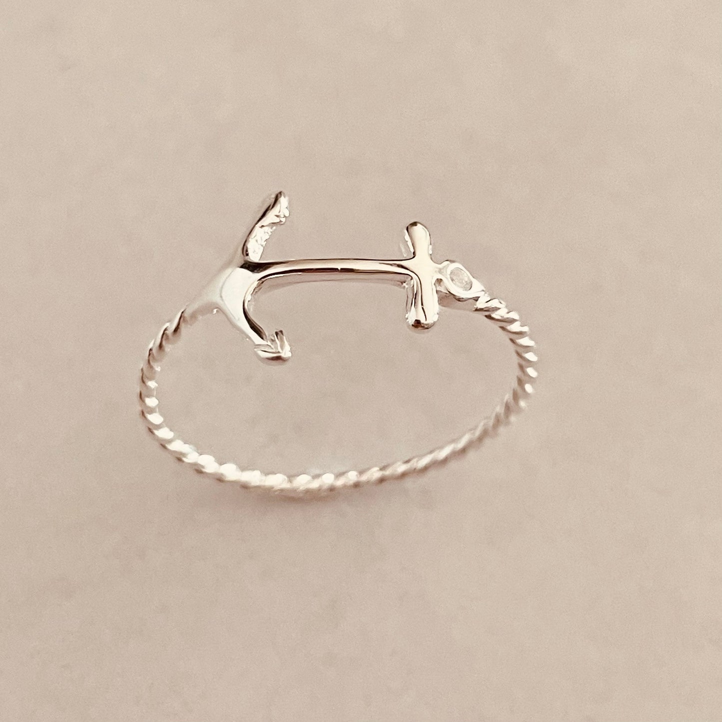 Sterling Silver Anchor Ring: High Polish Stability Band