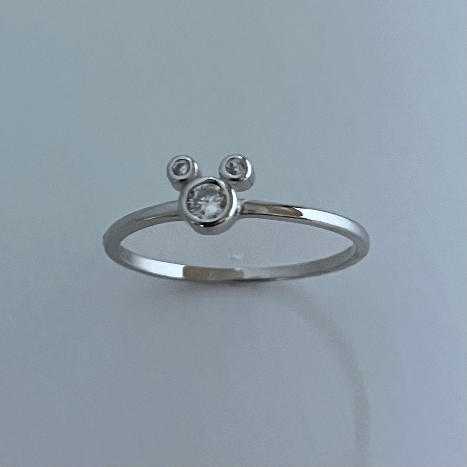 CZ Mickey Mouse Sterling Silver Ring: Dainty Mouse Ears