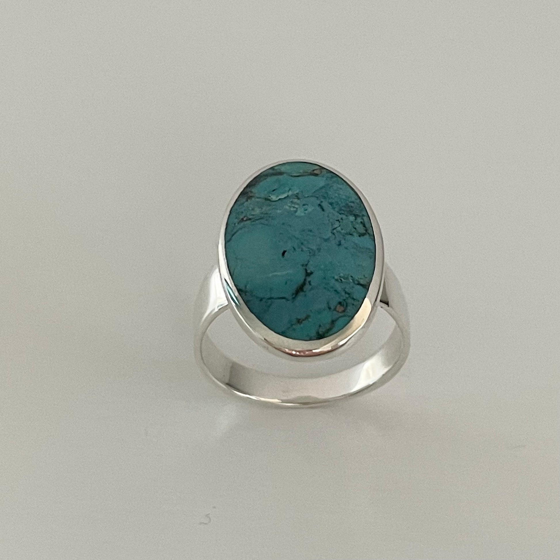 Large Oval Turquoise Ring, Sterling Silver Ring, Oval Turquoise Ring, Promise Turquoise Ring, Simple Turquoise Ring, Genuine Turquoise Ring.