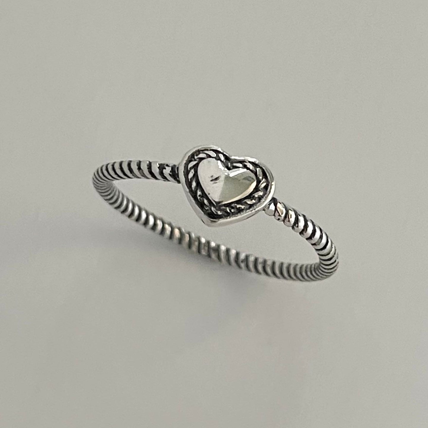 Dainty Sterling Silver Heart Ring: Oxidized Boho Promise Ring