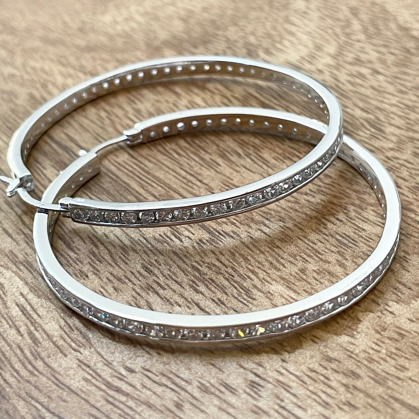 Sterling Silver CZ Hoop Earrings: Round Promise Hoops