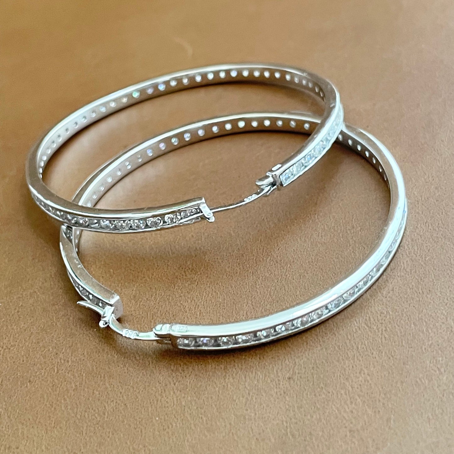 Sterling Silver CZ Hoop Earrings: Round Promise Hoops