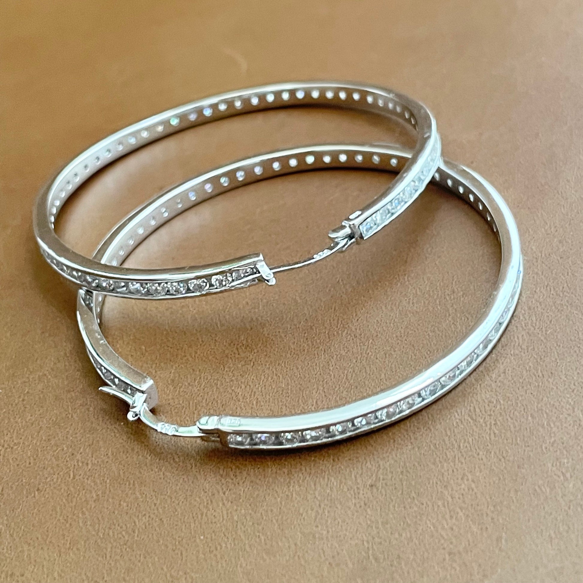 Sterling Silver CZ Hoop Earrings: Round Promise Hoops