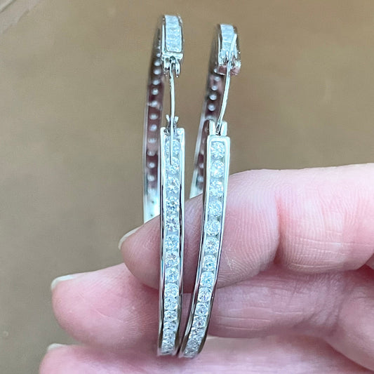 Sterling Silver CZ Hoop Earrings: Round Promise Hoops