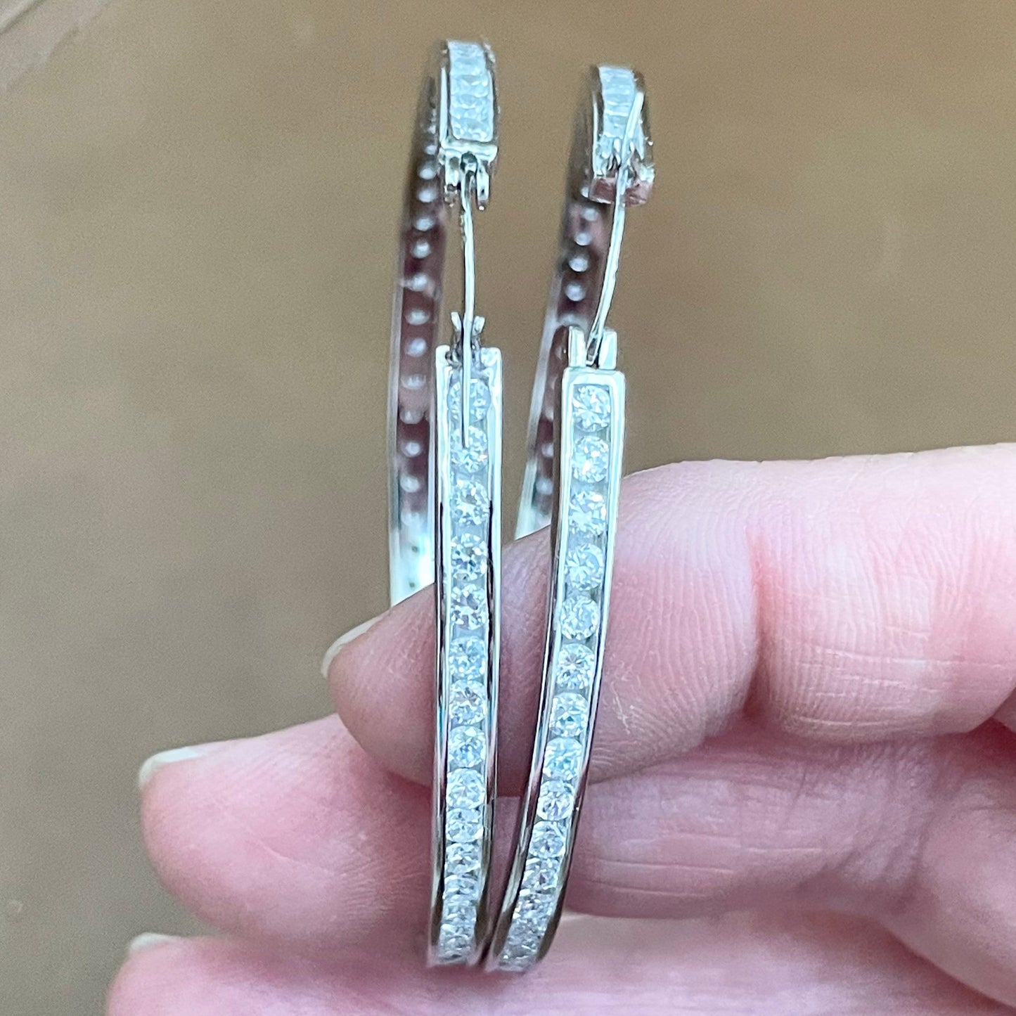 Sterling Silver CZ Hoop Earrings: Round Promise Hoops