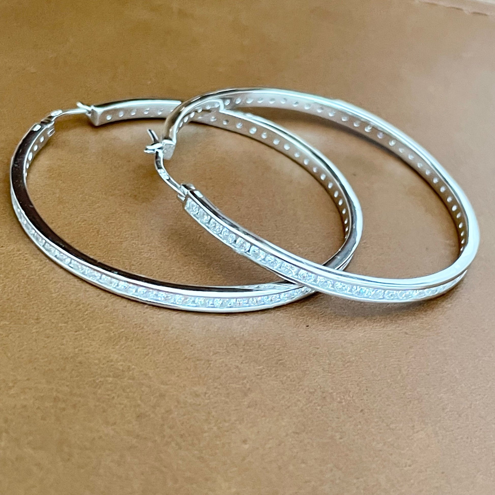 Sterling Silver CZ Hoop Earrings: Round Promise Hoops