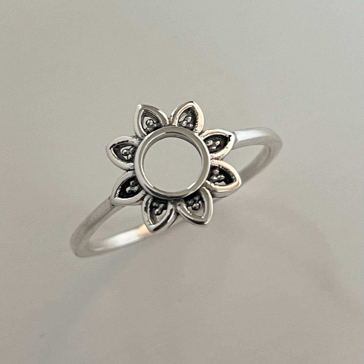 Sterling Silver Mandala Flower Ring, Spiritual Ring, Floral Ring, Silver Flower Ring, Empathy Ring, Silver Promise Ring, Love Hope Ring