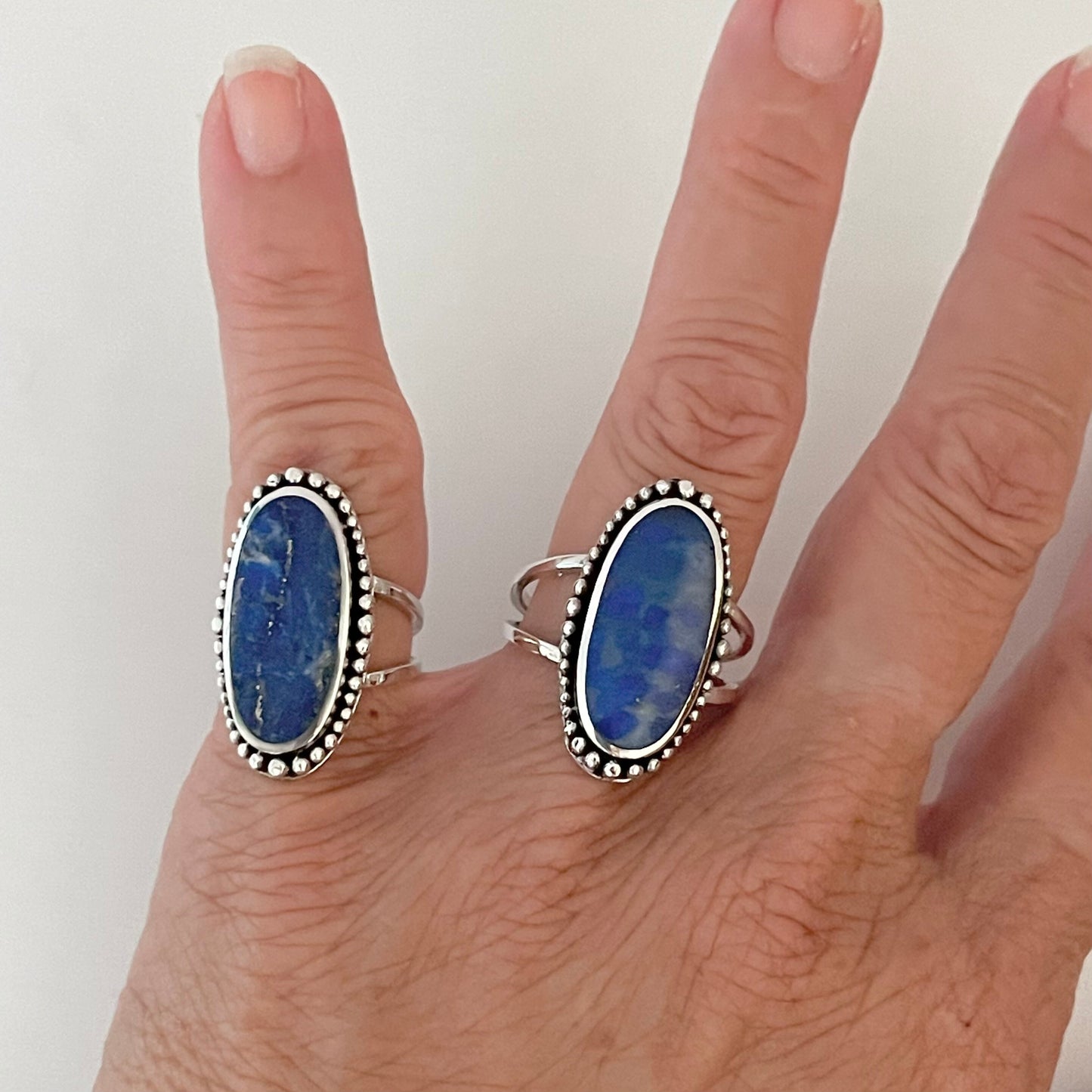 Vintage Blue Lapis Lazuli Sterling Silver Statement Ring