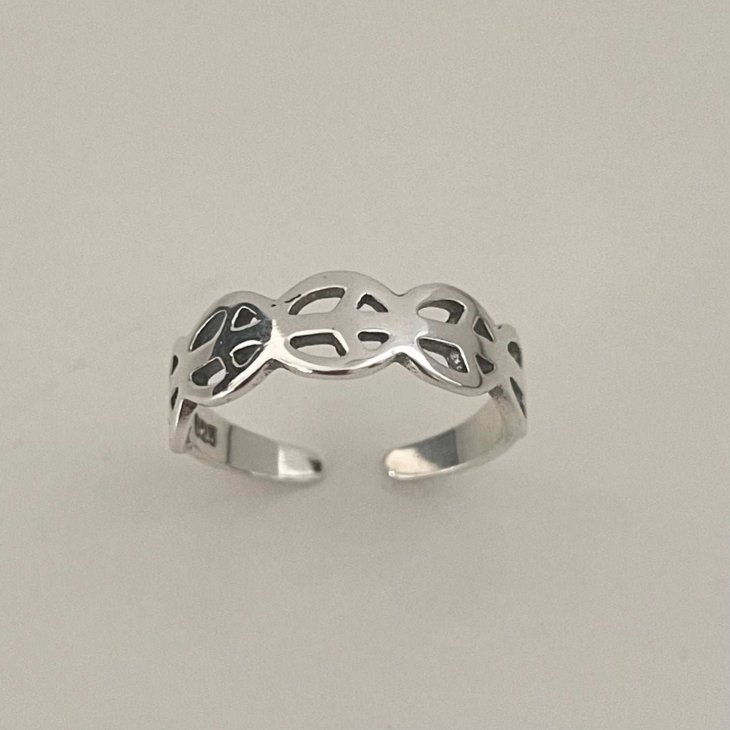 Sterling Silver Peace Sign Toe Ring - Adjustable Band