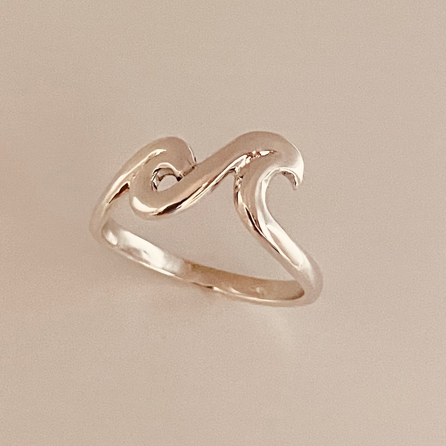 Sterling Silver Wave Ring: Polished Beach Ocean Surfer Ring