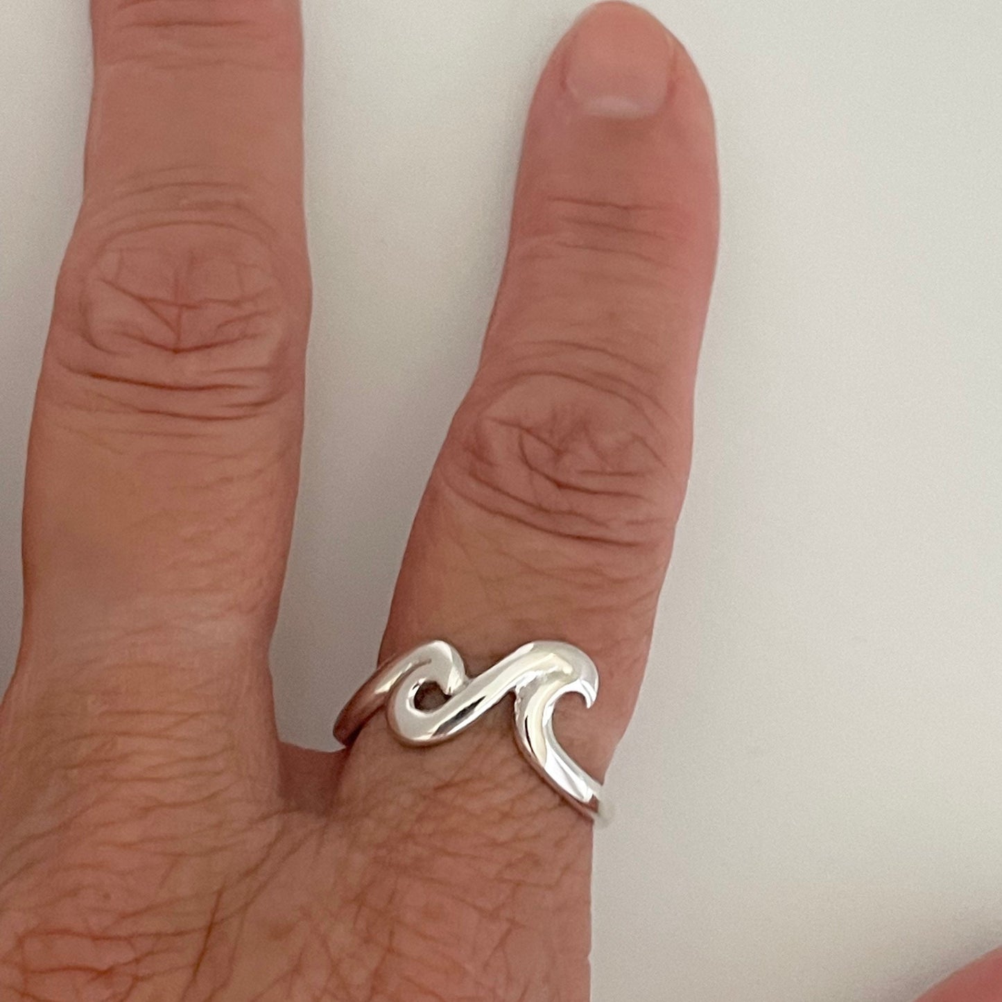 Sterling Silver Wave Ring: Polished Beach Ocean Surfer Ring