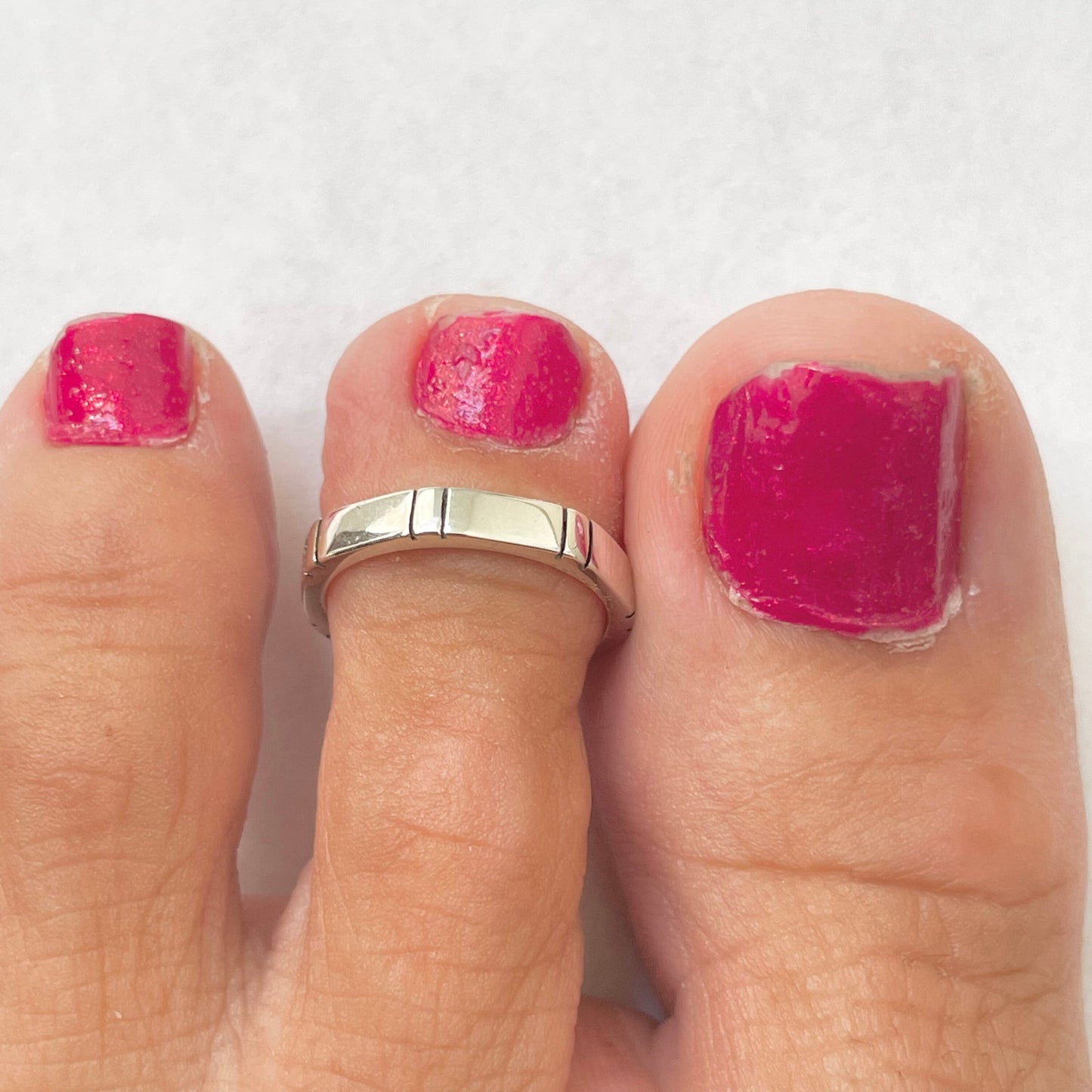 Sterling Silver Bamboo Toe Ring - Adjustable Midi Band