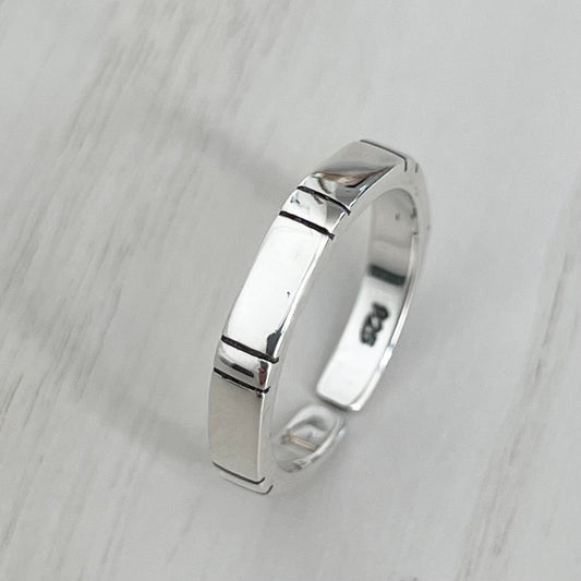 Sterling Silver Bamboo Toe Ring - Adjustable Midi Band