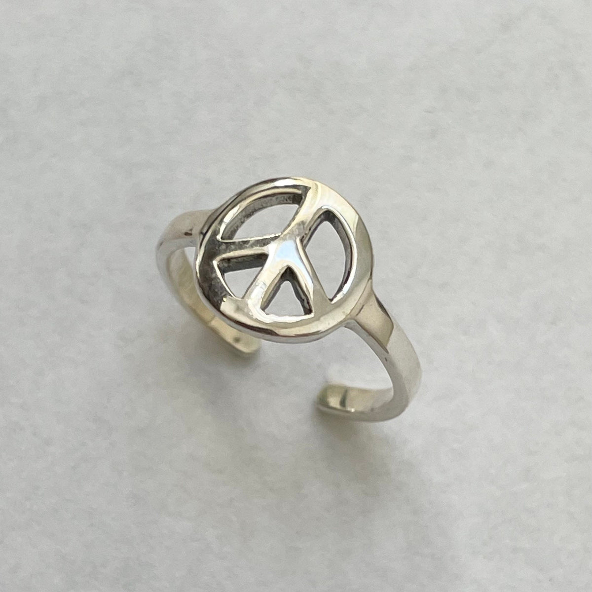Sterling Silver Peace Sign Toe Ring: Hippie Midi Ring
